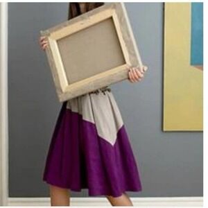 Anthropologie Left Of Center Diagonally Divided Women’s Two Toned Pleated Skirt